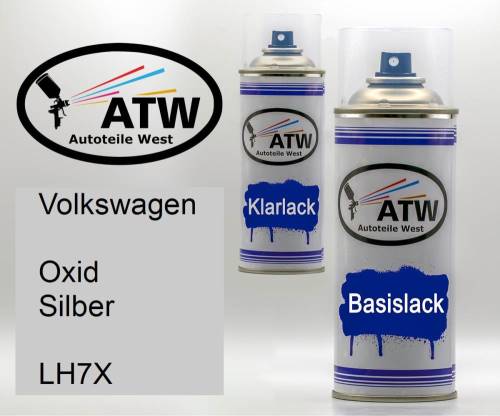 Volkswagen, Oxid Silber, LH7X: 400ml Sprühdose + 400ml Klarlack - Set, von ATW Autoteile West.